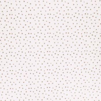 Baumwolle Druck Sternchen Beige auf Weiß